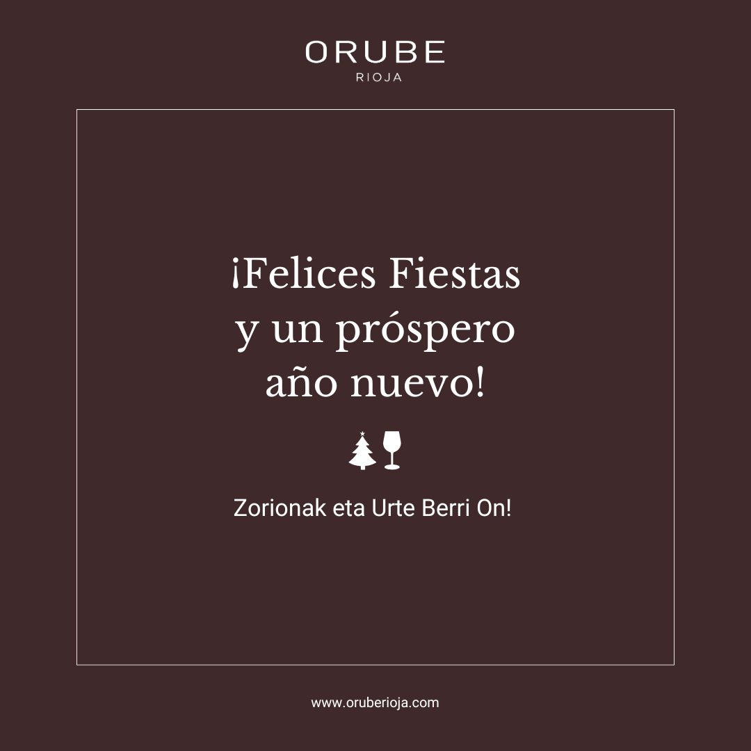 🎄 Desde Bodegas Orube, en Rioja Alavesa, queremos desearos unas Felices Fiestas y un próspero año nuevo.

✨ Zorionak eta Urte Berri On! ✨

Que no falten los buenos momentos, las sonrisas y, por supuesto, una copa de nuestro Orube 🍷💫

❗WINE IN MODERATION