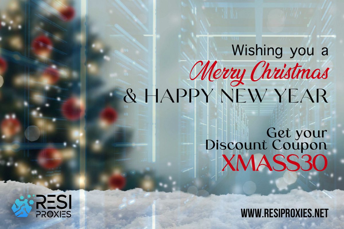 ResiProxiesNet's tweet photo. Merry Christmas from ResiProxies!

Enjoy a 30% discount on all our services using the coupon code XMASS30.

Thank you for being part of our journey, and may your holidays be filled with joy, peace, and success!

Visit us at https://t.co/kh5GHEIjC4.

#proxy #residential #christmas https://t.co/wGVSUEQjON