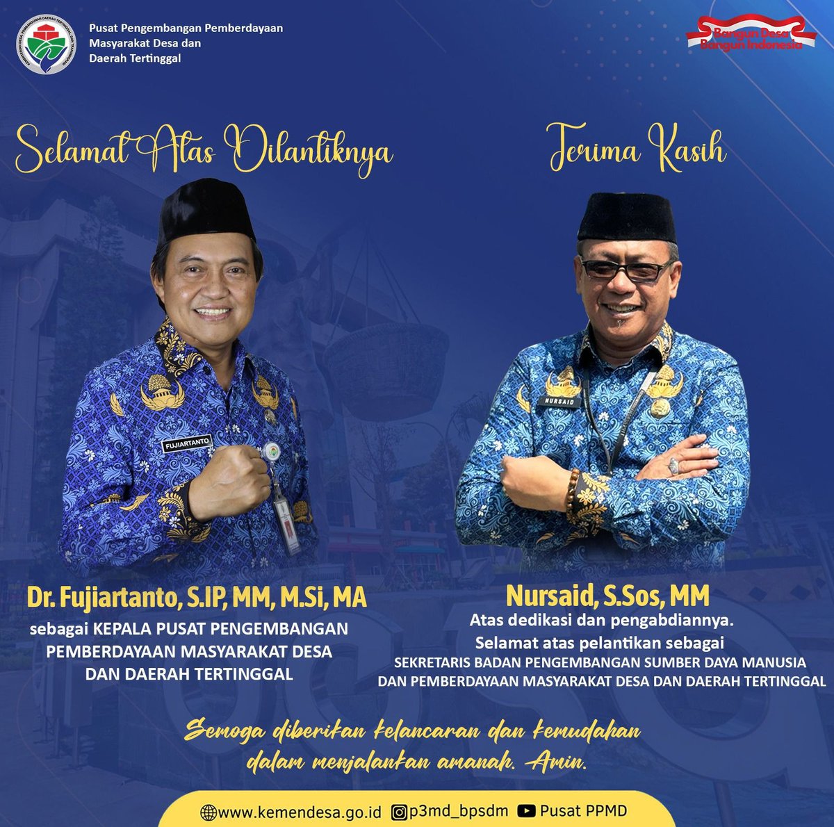 Salamaki dalam menjalankan amanah, dan sehat sehat selalu 
@kemendespdtt
<a href="/tppkemendes/">TPP KEMENDES</a>
<a href="/ppsdmkemendes/">PPSDM KemendesPDTT</a>
<a href="/bpsdmkemendesa/">Bpsdm Kemendesa</a>
<a href="/YandriSusanto/">Yandri Susanto</a>
<a href="/ArizaPatria/">Ariza Patria</a>
<a href="/NursaidM/">Nursaid Mustafa</a>
<a href="/tppkemendes/">TPP KEMENDES</a> 
<a href="/tppisultra/">TPPISULTRA</a>