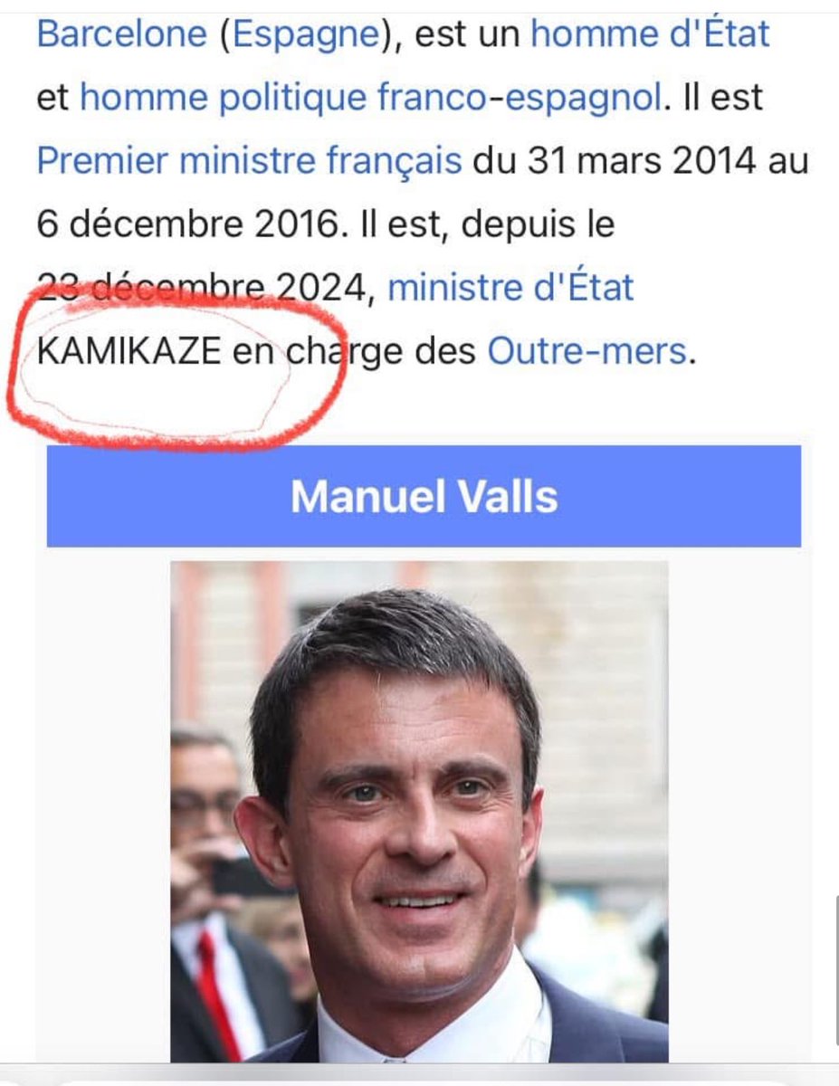 Khinache youcef (@khinachey) on Twitter photo « Emmanuel Valls est une personnalité kamikaze » dixit François Bayrou, nouveau premier ministre … Quel bel hommage RASSURANT pour commencer un entretien et conforter les français en ces temps difficiles pour les français ! <a href="/EmmanuelMacron/">Emmanuel Macron</a> <a href="/manuel_vallsoff/">Manuel Valls ᴘᴀʀᴏᴅɪᴇ</a> <a href="/bayrou/">François Bayrou</a> « Emmanuel Valls est une personnalité kamikaze » dixit François Bayrou, nouveau premier ministre … Quel bel hommage RASSURANT pour commencer un entretien et conforter les français en ces temps difficiles pour les français ! <a href="/EmmanuelMacron/">Emmanuel Macron</a> <a href="/manuel_vallsoff/">Manuel Valls ᴘᴀʀᴏᴅɪᴇ</a> <a href="/bayrou/">François Bayrou</a>