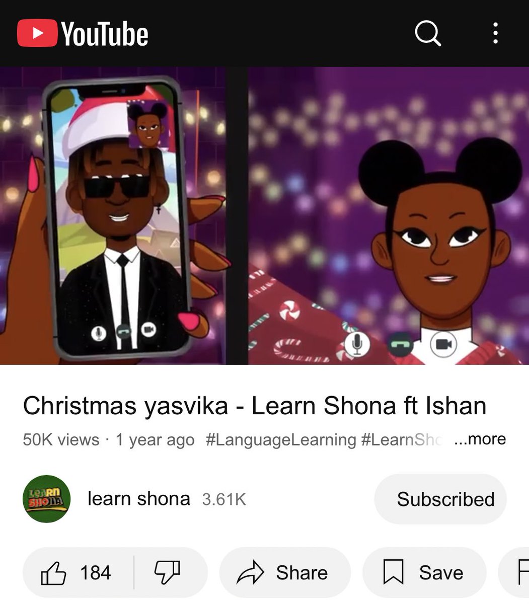 <a href="/learnshonanow/">Learn Shona</a> x Ishan

Christmas 🎄 yasvika 

youtu.be/XiFJPxfS_5Y?si…