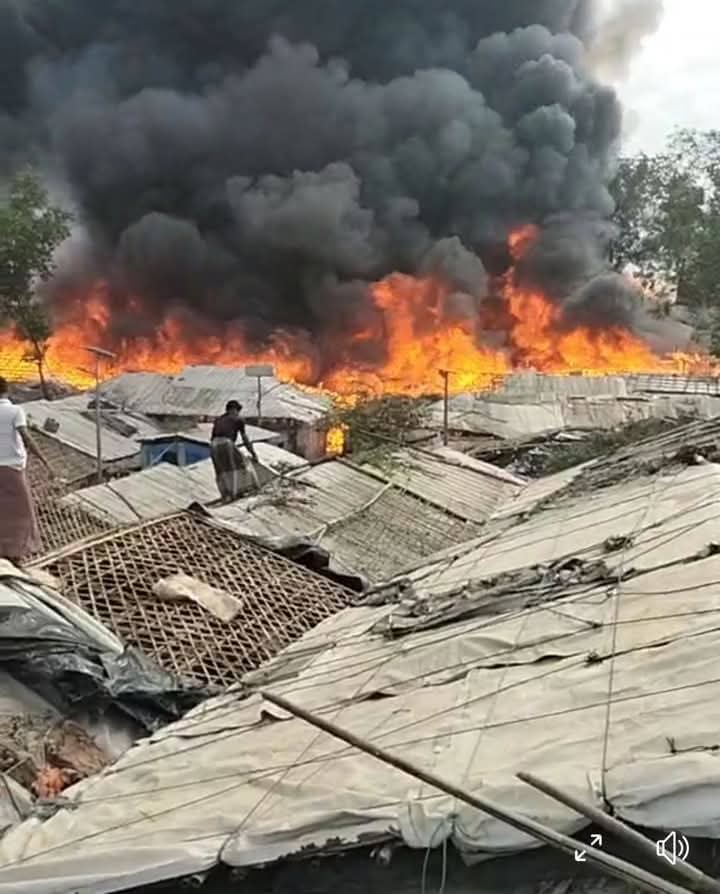 rsomedia's tweet photo. A devastating fire broke out in Camp-1 West, Kutupalong, on 24/12/2024 at 12:30 PM. Thanks to the efforts of firefighters and community members, the fire has been brought under control. However, initial reports indicate that nearly 900 shelters have been destroyed, including mosques and NGO-run educational facilities. Our heartfelt condolences go out to the affected families. These frequent incidents highlight the urgent need to investigate their causes, improve fire safety measures, and implement robust prevention strategies. Camps remain critically vulnerable—immediate action is required to protect lives and livelihoods. We urge authorities and humanitarian agencies to prioritize safety and provide swift assistance. #Kutupalong #FireIncident #HumanitarianCrisis #UrgentActionNeeded