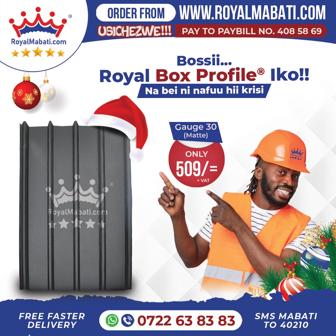 royalmabati_'s tweet image. Give your home a finish that is ready for the New Year with our Box Profile mabati. Strong, elegant, and ready for the holidays! 🌟 Call/WhatsApp 0722-638383. #DurableRoof #BoxProfileRoof #RoyalMabati
