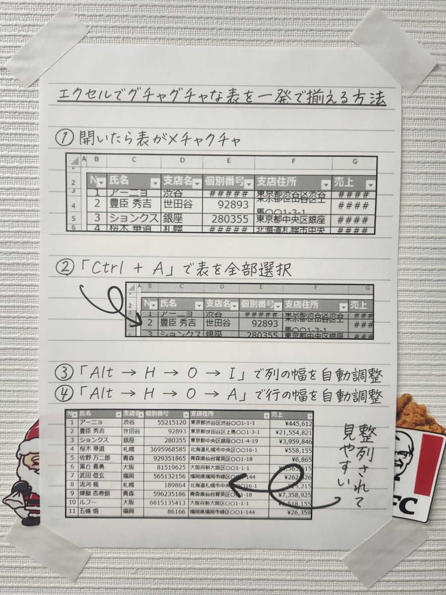 仕事の引き継ぎでエクセル見たときに呆然することがある。そんなときはこれ。便利過ぎる衝撃でメガネからチキン出た