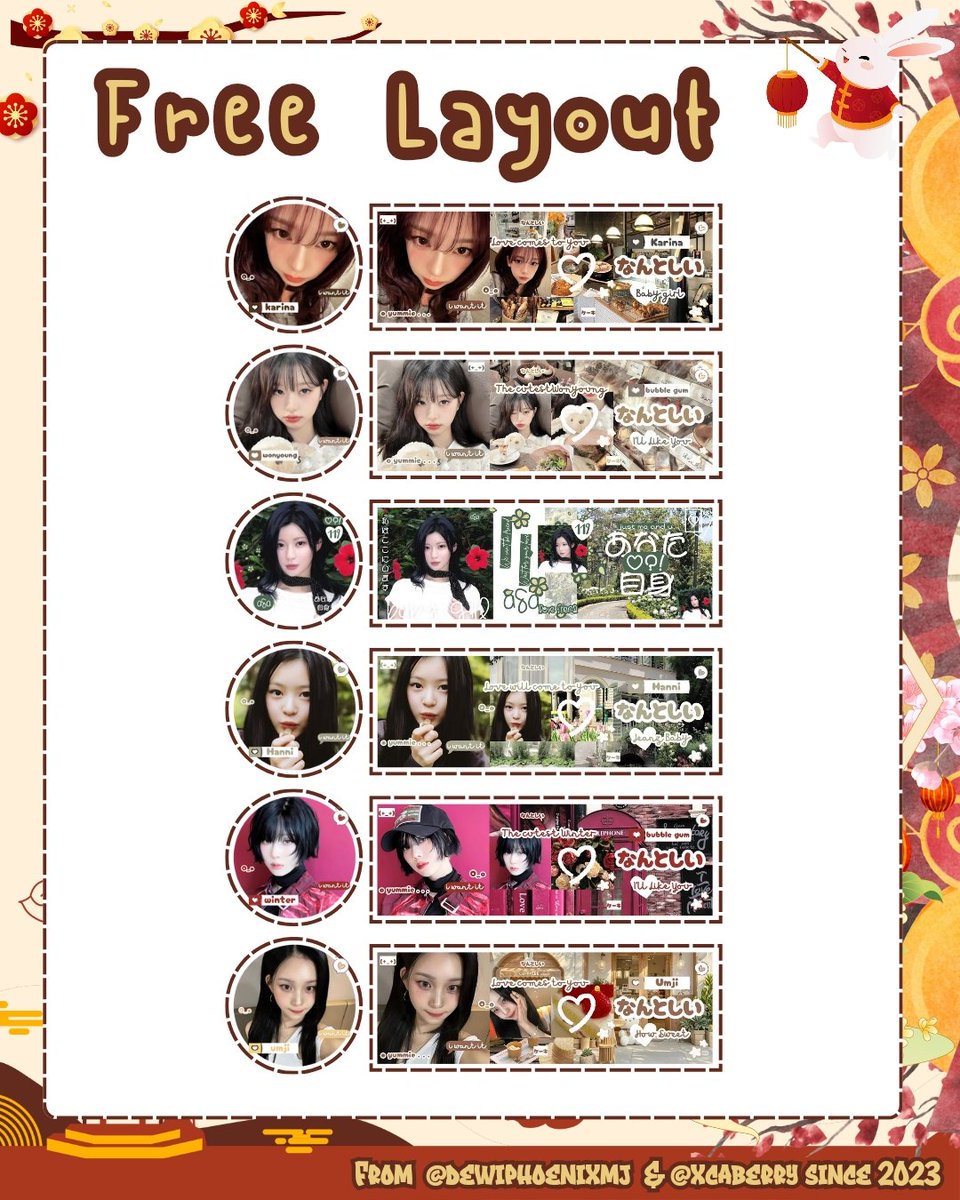 help repost yaa:D thankyou 🫶

Haloo! Kami ada 6 Free Layout Ready Stock dalam rangka 💖 Anniversary kak Shaiden <a href="/srlitude/">َ</a> &amp; kak Meliora <a href="/ofmeliora/">Love, K.</a> 💖 yang bisa kalian jemput nanti malam jam 19.00 WIB melalui DM ❤️

rules lainnya bisa dibaca di reply yaa 👇🏻

#zonauang