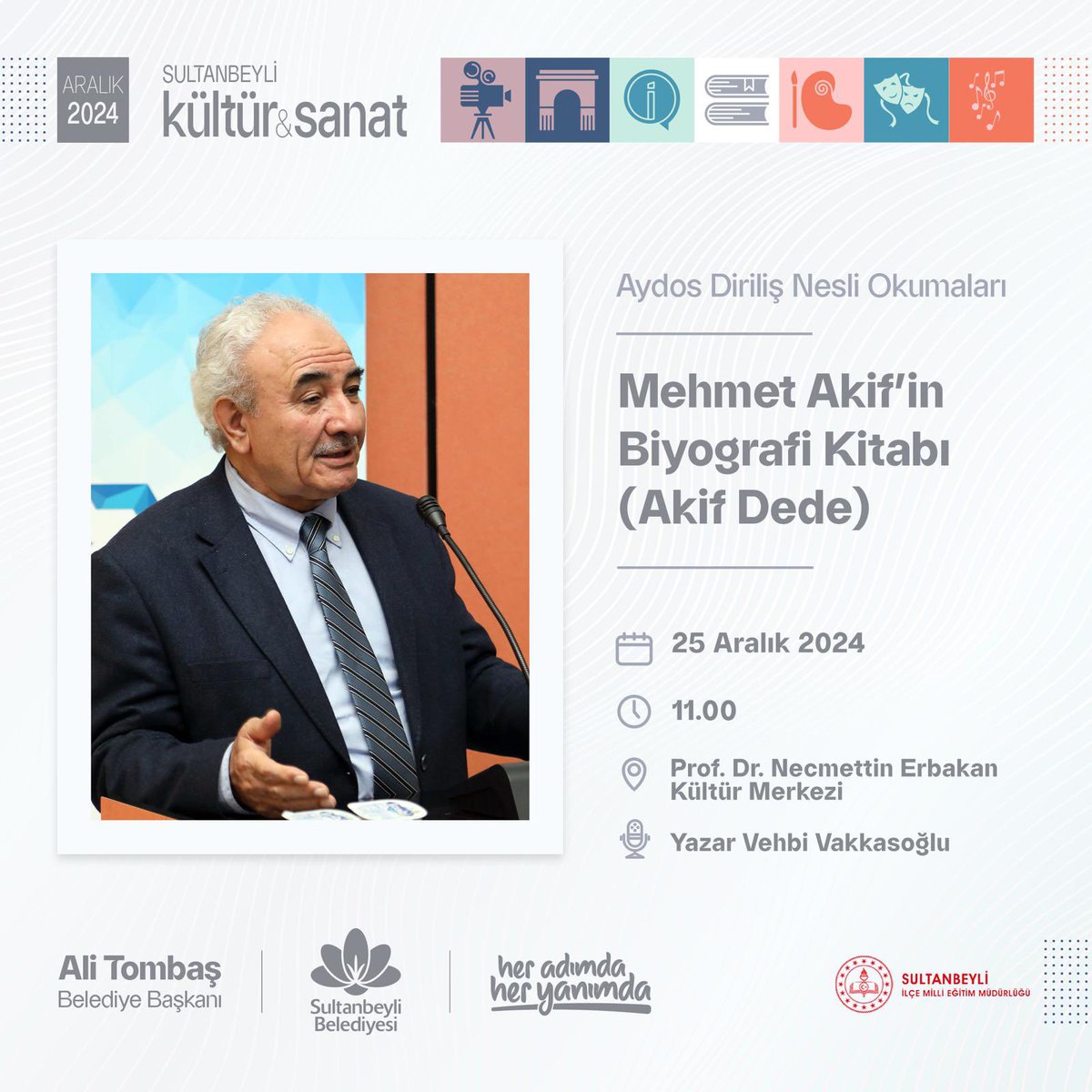 Mehmet Akif’in Biyografi Kitabı (Akif Dede) 💬

9 yıldır sürdürdüğümüz Aydos Diriliş Nesli Okumaları’nda Yazar Vehbi Vakkasoğlu, gençlerimizle buluşacak.

📆25 Aralık Çarşamba
🕚11.00
📍Prof. Dr. Necmettin Erbakan Kültür Merkezi