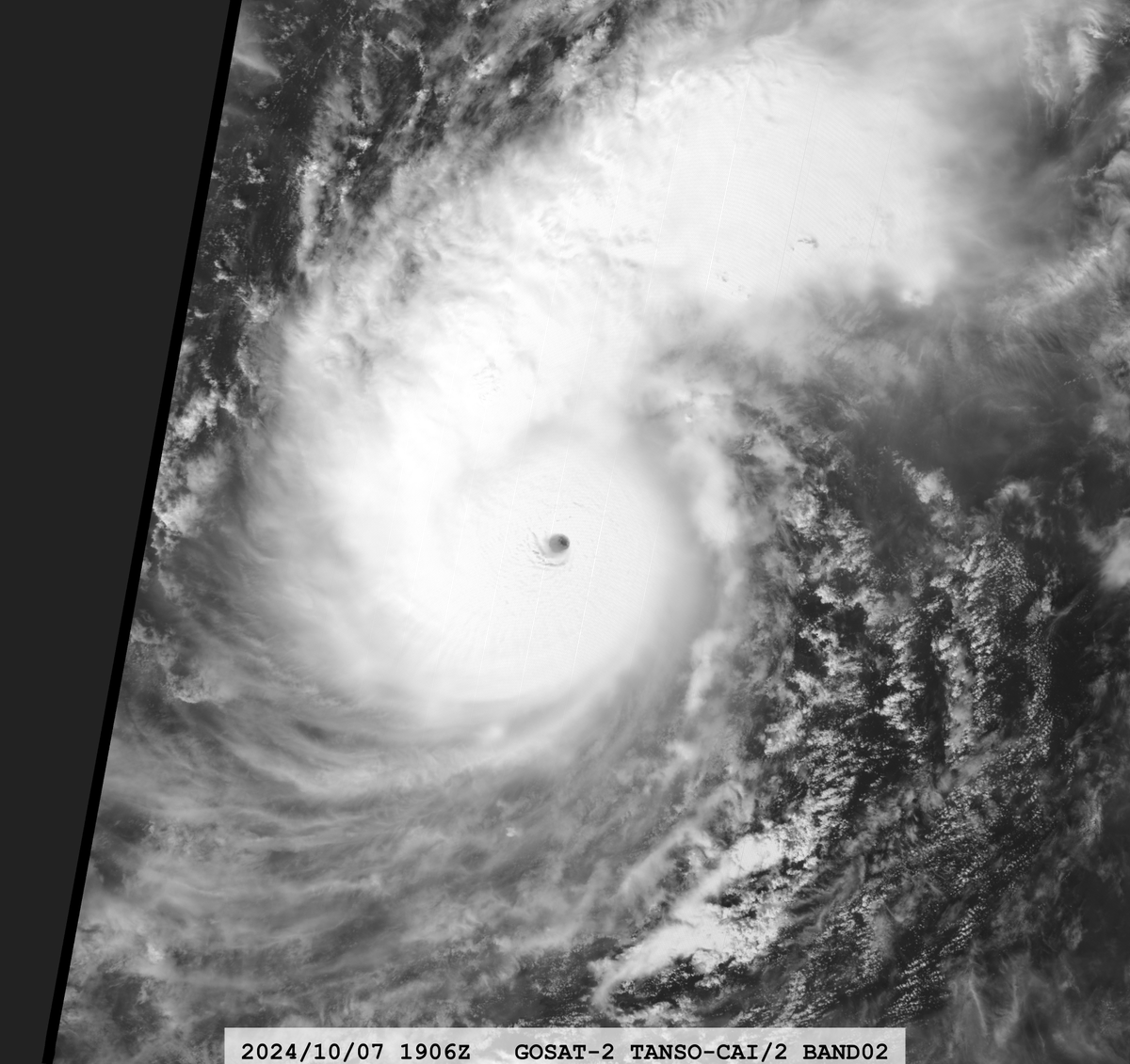 zeb199818's tweet photo. #14L Hurricane #MILTON
Satellite: #GOSAT2 #TANSO-#CAI2
Channel :
Forward-looking:
BAND-2 (0.441 µm) BAND-4 (0.865 µm)
Backward-looking:
BAND-7 (0.546 µm) BAND-9 (0.865 µm)
460-m
Time : 2024/10/07 1906Z
Data Source : National Institute for Environmental Studies L1B https://t.co/cMlZ6dB0VR