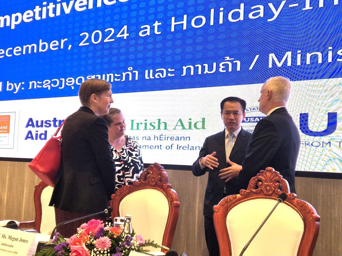 AusAmbLaos's tweet photo. A strong business environment underpins economic development. Australia has supported the Lao Competitiveness and Trade Project assist hundreds of businesses grow. #RT4D-TradeforDevelopment https://t.co/g5OARHItWV