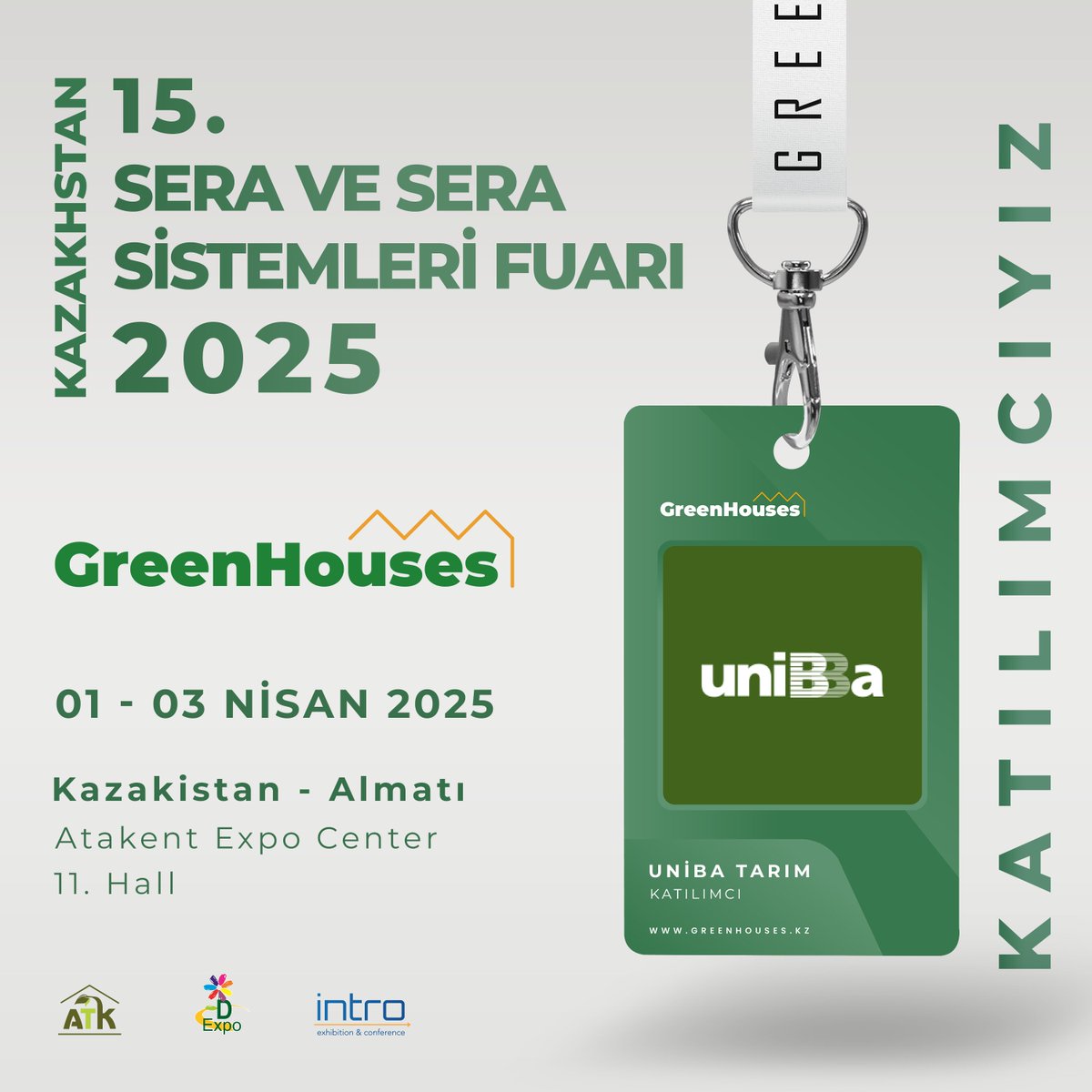 intro_fair's tweet image. 1-3 Nisan 2025 tarihleri arasında Kazakistan&apos;ın Almatı şehrinde gerçekleşecek olan GreenHouses Expo Kazakistan Fuarımızda “UNİBA” aldı!

#ıntrofair #IntroExhibitionConference #GreenhousesExpo2025 #kazakistanserafuarı #serafuarı2025 #greenhousesexpo2025 #almatı #fair #exhibition