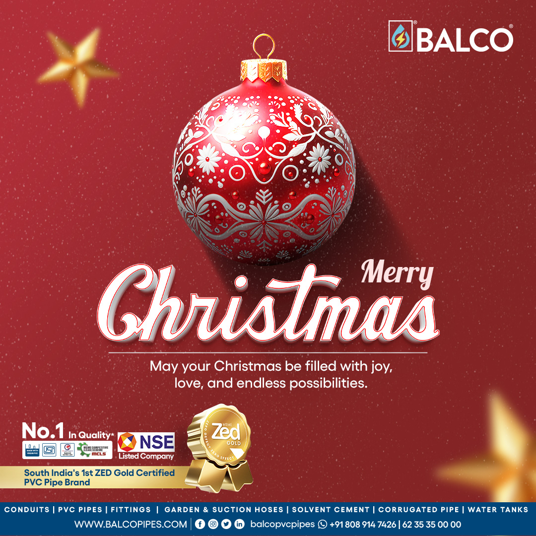 balcopvcpipes's tweet image. ✨ Merry Christmas from BALCO Pipes! 🎅

Thank you for making BALCO a part of your journey. Here’s to strong foundations and lasting connections. 🏠#SolvePlasticProducts #BALCOPipes #BestPipes #Plumbing #Electrical #MerryChristmas #BuildingDreams #TrustedConnections #Sustainable