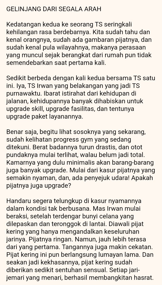 adahandaru's tweet photo. #REVIEWHANDARU 12. "Gelinjang Dari Segala Arah" | TS: Irwan @Irwan180154 | Rating: ⭐️⭐️⭐️⭐️⭐️ #NewRelease #PijatPart2 https://t.co/CagR0jIV8f