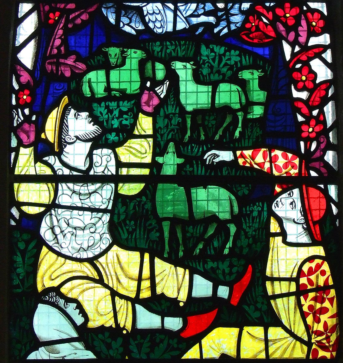 It's Christmas Eve.

'And there were in the same country shepherds abiding in the field, keeping watch over their flock by night.'

A detail of Harry Stammers' great 1950s scheme of glass in the Blacader aisle of Glasgow Cathedral.