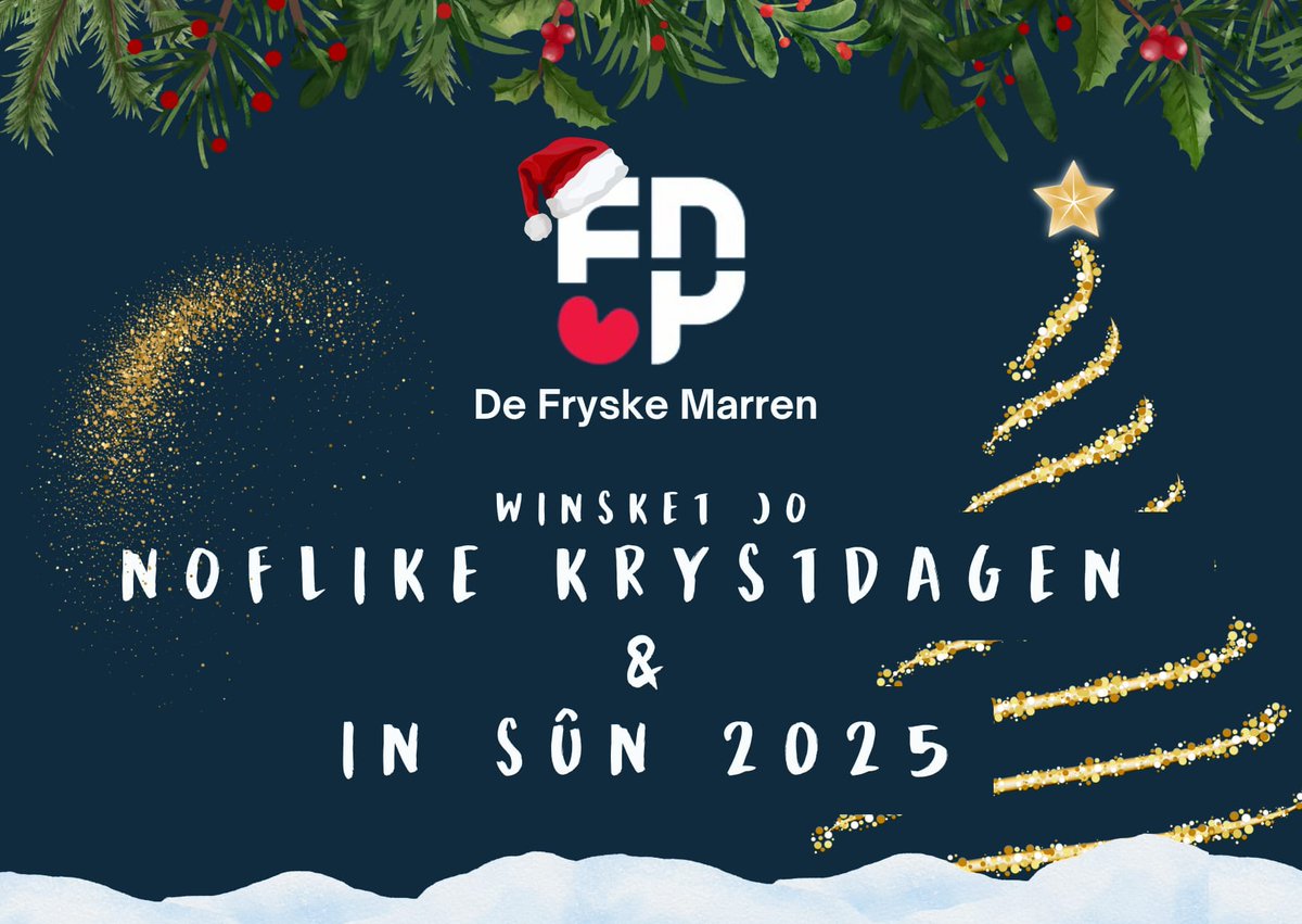 Wy winskje eltsenien noflike Krystdagen
en in goed en sûn 2025! 🤶 🎄 🥂

fraksje, skaadfraksje, wethâlders en bestjoer @fnpdfm