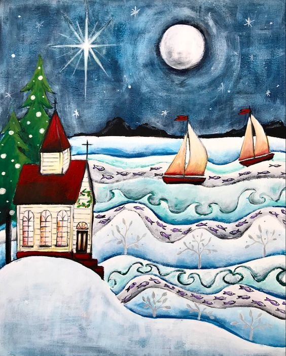 I'm taking a short break over the festive period. Wishing you all a peaceful &amp; healthy Christmas.    

Christine Onward, Christmas Seascape. #art #Christmas #Christmas2024