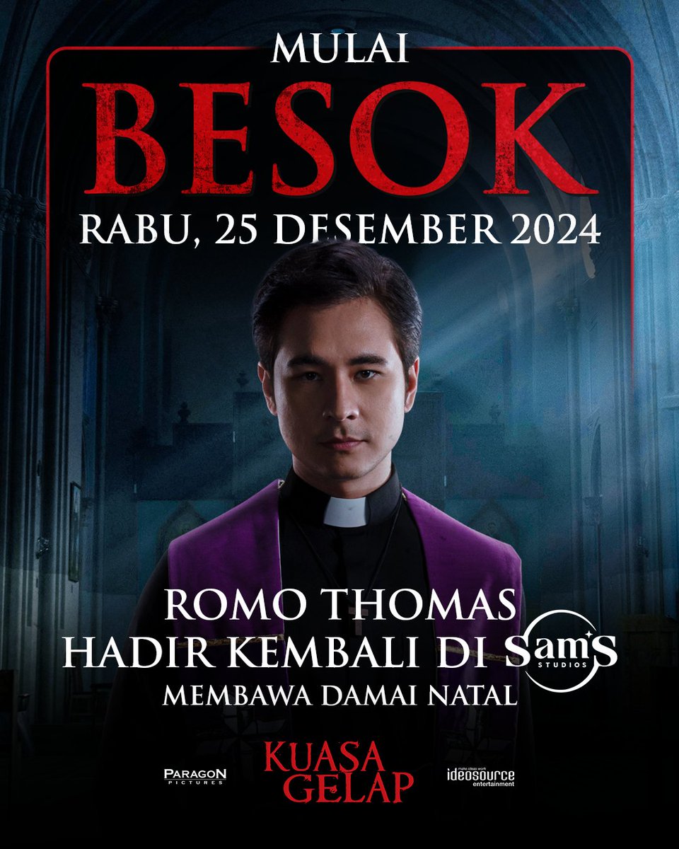 Dalam rangka menyambut hari natal, BESOK film Kuasa Gelap tayang lagi di <a href="/Samsstudios_id/">SAM'S STUDIOS</a>!

Tag di kolom komentar teman atau keluarga yang mau kamu ajak nonton bareng yuk 

#KuasaGelap #DominionOfDarkness #ParagonPictures #IdeosourceEntertainment
