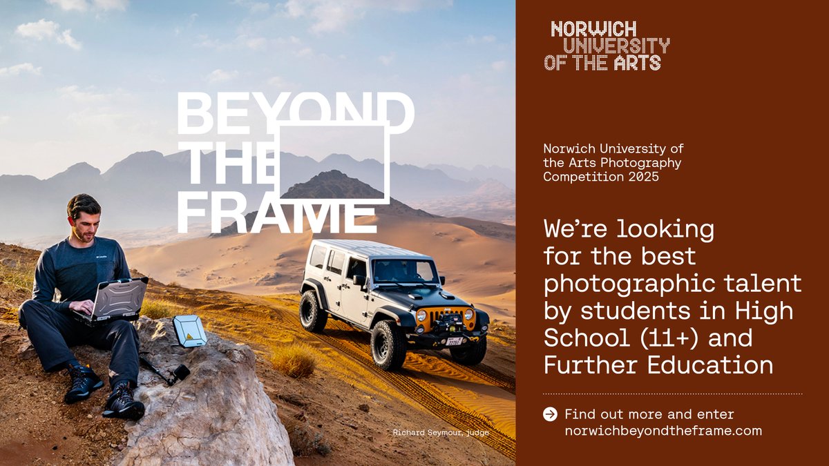 Norwich University of the Arts (@norwichuniarts) on Twitter photo Do you have a passion for photography? Then take a look at our Beyond the Frame photography competition.
Open to students in High School (age 11+) and Further Education, this is your opportunity to showcase your talent. Read the competition details here: norwichbeyondtheframe.com Do you have a passion for photography? Then take a look at our Beyond the Frame photography competition.
Open to students in High School (age 11+) and Further Education, this is your opportunity to showcase your talent. Read the competition details here: norwichbeyondtheframe.com