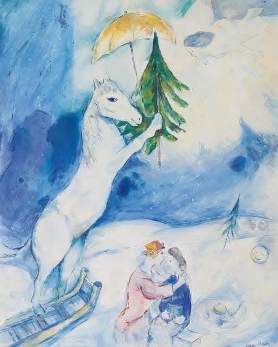 Marc Chagall 
Fantaisie de Noël, 1938.