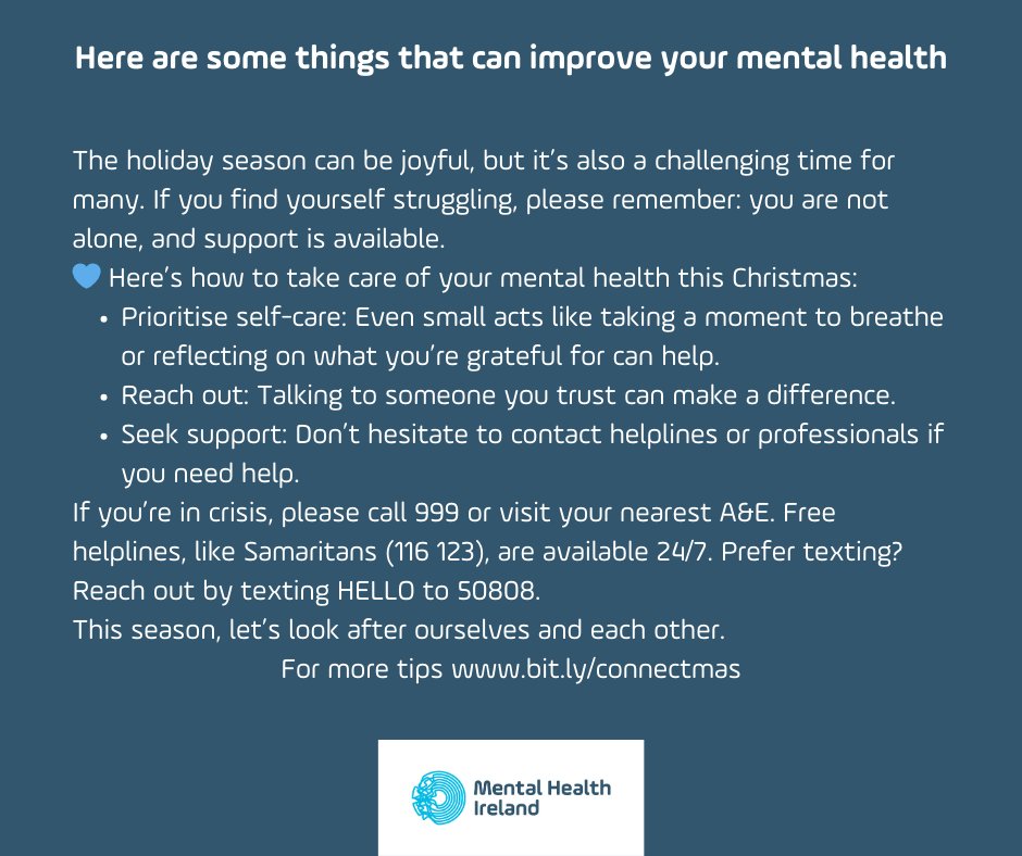 MentalHealthIrl's tweet photo. The holiday season can be joyful, but it's also a challenging time for many. If you find yourself struggling, please remember: you are not alone and support is available. https://t.co/HicXan3U3i