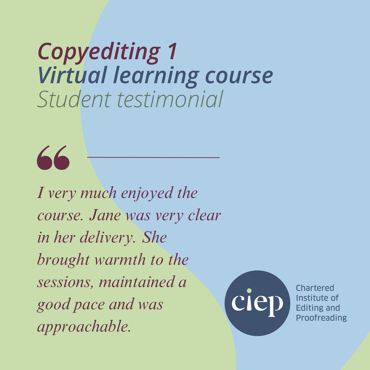 Here’s what one of our recent delegates told us about Copyediting 1: 'I very much enjoyed the course. Jane was very clear in her delivery. She brought warmth to the sessions, maintained a good pace and was approachable.’
Course starts 25 Jan. Book here 👉 ciep.uk/events/events-…