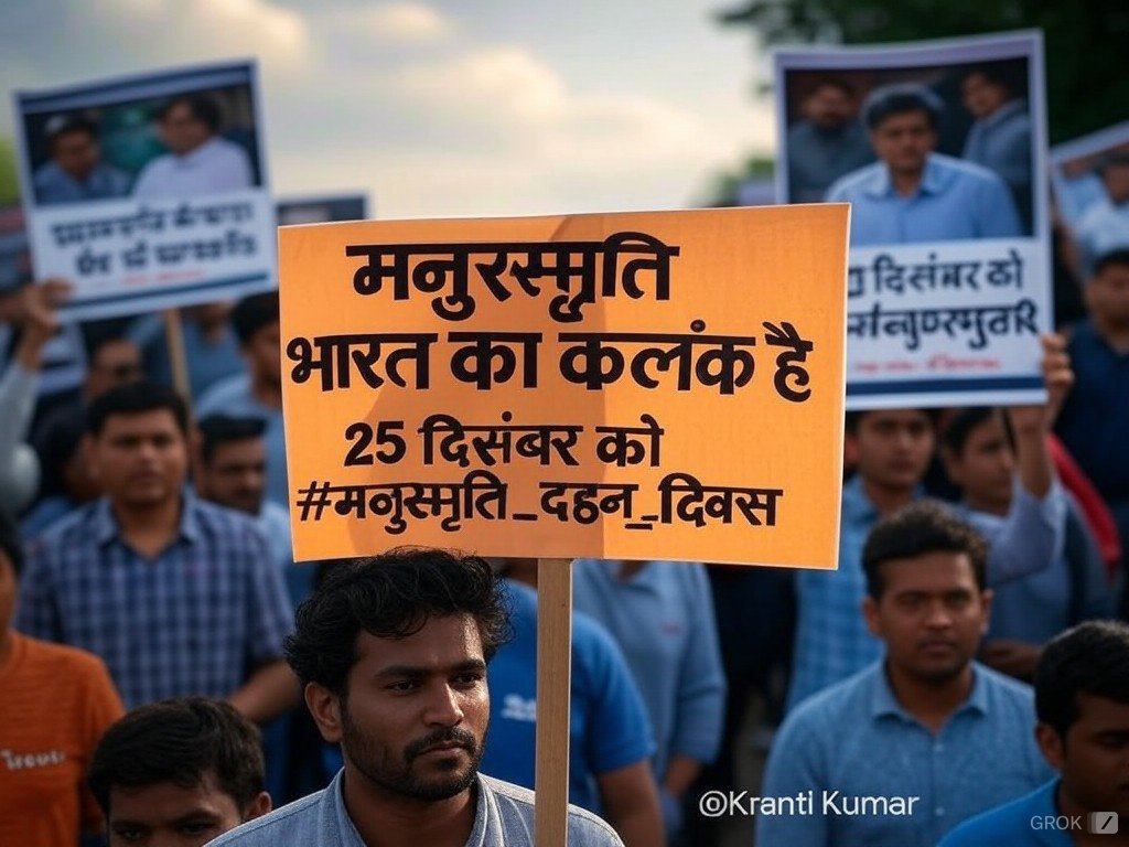 KraantiKumar's tweet photo. मेरे प्रिय मित्रों
मेरे प्रिय OBC SC ST योद्धाओं 
25 दिसंबर को यह दो हैशटैग दुनिया का टॉप ट्रेंड में शुमार होना चाहिए.
#मनुस्मृति_भारत_का_कलंक_है
#मनुस्मृति_दहन_दिवस https://t.co/2CtzOtzSzN