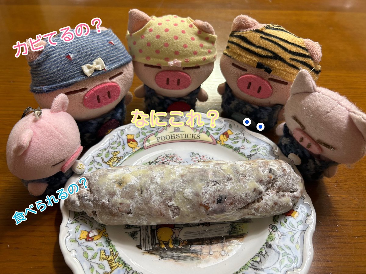 osafWikmbb5VVnK's tweet image. 【クリスマス… 】

あめぱんです🐽

今日はクリスマスケーキを食べられると思ったら…

なにやら変なものをあめたんがくれました…🐽

しゅとーれんてやつらしい…🐽

でぶたたちゃんが、カビてないよね？食べられるよね💦って言ってます🐽

ぶたた〜のみなさん
メリークリスマス🎄

#ぶたた