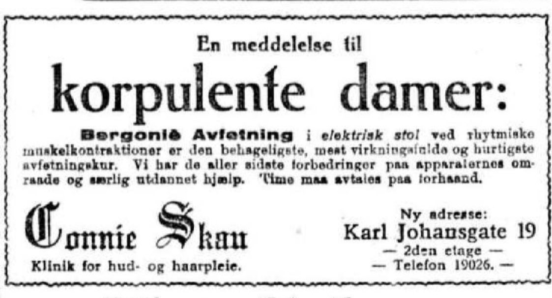 Aftenposten arkiv (@aftarkiv) on Twitter photo En meddelelse til korpulente damer: Annonse i <a href="/Aftenposten/">Aftenposten</a> #pådennedag 1924. En meddelelse til korpulente damer: Annonse i <a href="/Aftenposten/">Aftenposten</a> #pådennedag 1924.