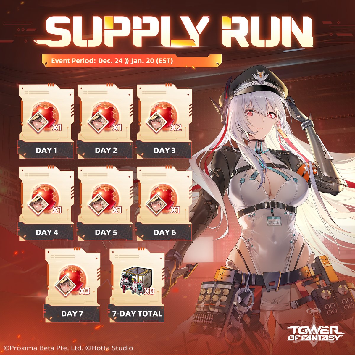 Chers Autorisateurs,

La maintenance est terminée. Merci pour votre patience et votre compréhension.

Et pensez à vous connecter pendant l'événement pour obtenir gratuitement des nucléus rouges !

▽ Plus d'infos : toweroffantasy-global.com/news-detail.ht…

#TowerofFantasy