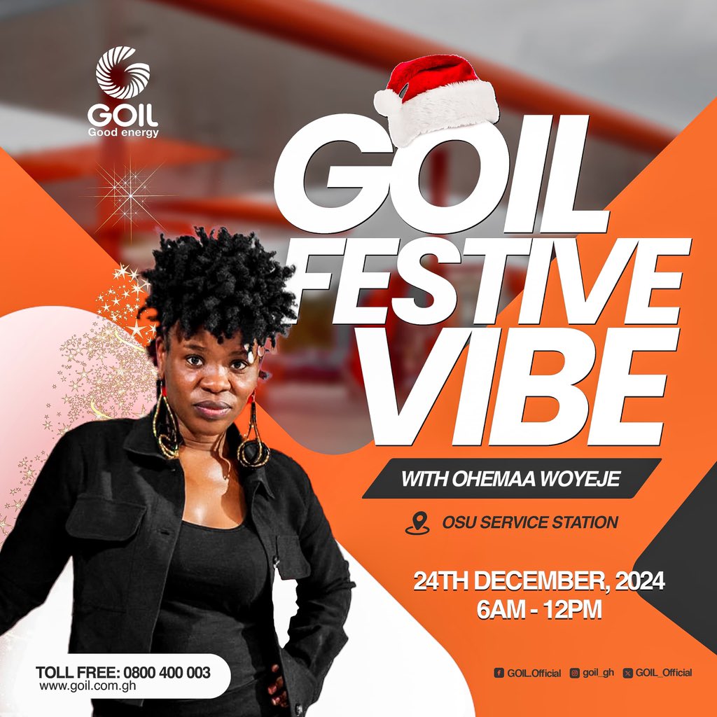 Join me today at the Osu <a href="/GOIL_Official/">GOIL</a> Service Station for an exciting GOIL Festive Vibe experience!

Let’s vibe, connect, and share the holiday and birthday cheer with good energy. 

Don’t miss out! ||  <a href="/ElormBeenie/">Elorm Beenie</a> 

#GoodEnergy #QualityChoices #YenAraYenDea