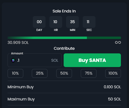 SolSanta2025's tweet photo. ⏱Less than 11 hours left to grab your $SANTA tokens before the presale ends! 

🟢Buy $SANTA Right Now on SolSale!🟢
https://t.co/4WpQjl4DMC  

🪙With over 30 SOL already raised, Santa is leading the charge this holiday season! But time is running out—don’t miss your chance to join this festive revolution. Santa is gearing up for a DEX launch, and preparations for the Raydium listing are in full swing!

🚀Let’s step on the gas and aim higher—every SOL raised strengthens Santa’s liquidity pool and fuels our ambitious marketing plans. Post-listing updates on DEX and premium campaigns with Coinzilla on top-tier platforms are already in the pipeline.

💡Remember, you can maximize your rewards through SolSale’s referral program. Invite your friends, followers, and network to join the fun and earn big!

🎅Together, let’s make this a holiday to remember. Rally your community and let’s light up this Christmas like never before! ✨

🟢Buy $SANTA Right Now on SolSale!🟢
https://t.co/4WpQjl4DMC  

#Christmas #Santa2025 #HolidayLoot #SolSale #FireLauch #Presale #Solana #memecoins #Santa #SolanaMemeCoins #solanamenecoin #SolanaCommunity #SolanaAirdrop #DeFi #TMA #PinkSale #Happy #Gift #Earn #PlayToWin #DEX #Raydium #dexscreener #HoHoHo #BTC #SANTA #Santapp #santachat #santachat