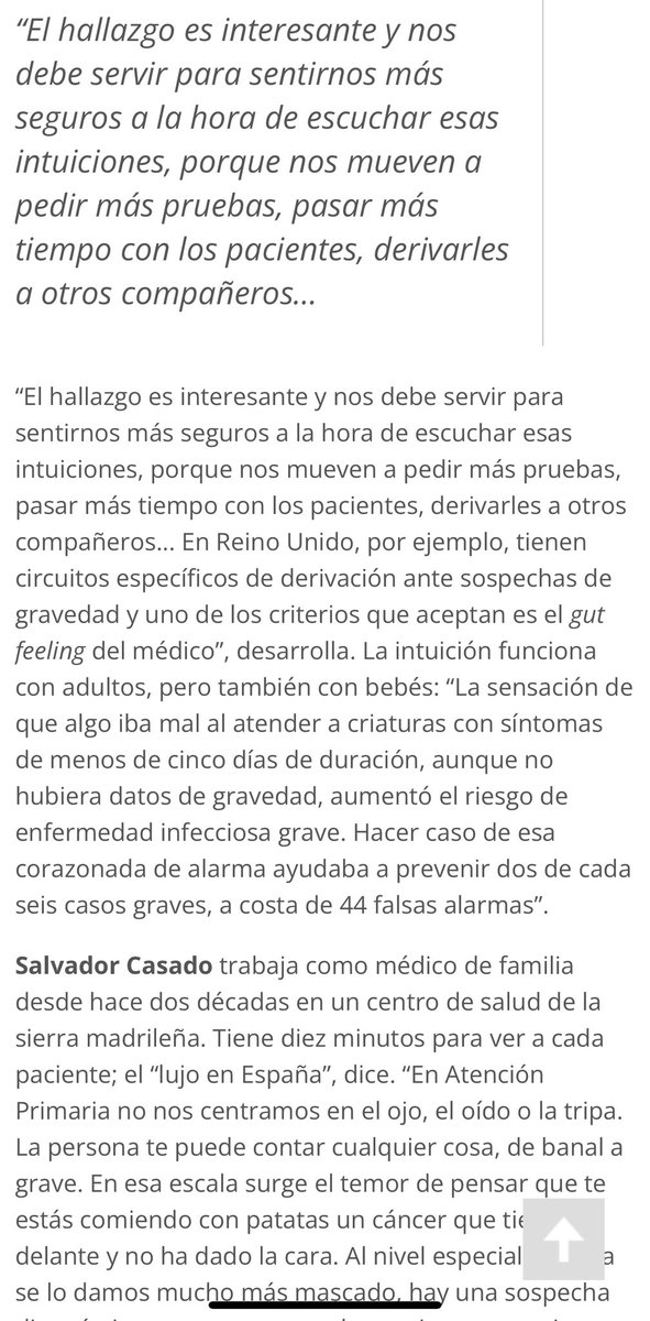 joancmarch's tweet image. El valor de las corazonadas en la #consulta: Entra un #paciente q conoces y sabes si está bien o mal

De ese mar de dudas (un cambio de medicación, derivación al especialista, petición de pruebas...) tiene que salir una en 5-10’

Mis #CrónicasSanitarias

🔴elindependientedegranada.es/ciudadania/cro…