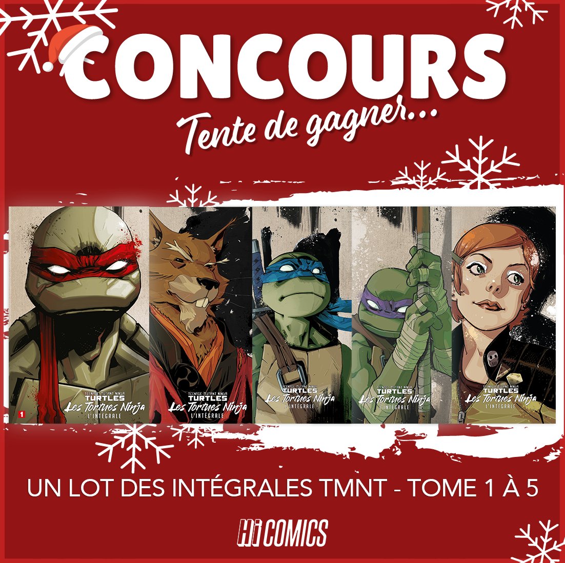 Dernier concours avant les fêtes ! Pour finir en beauté, nous faisons gagner un lot comprenant les 5 tomes intégrales des Tortues Ninja ✨

Pour participer :
➡️ RT + Follow,
➡️ Liker ce post,
➡️ Taguer deux ami·e·s et dites-nous en commentaires quelle est votre tortue favorite 🐢