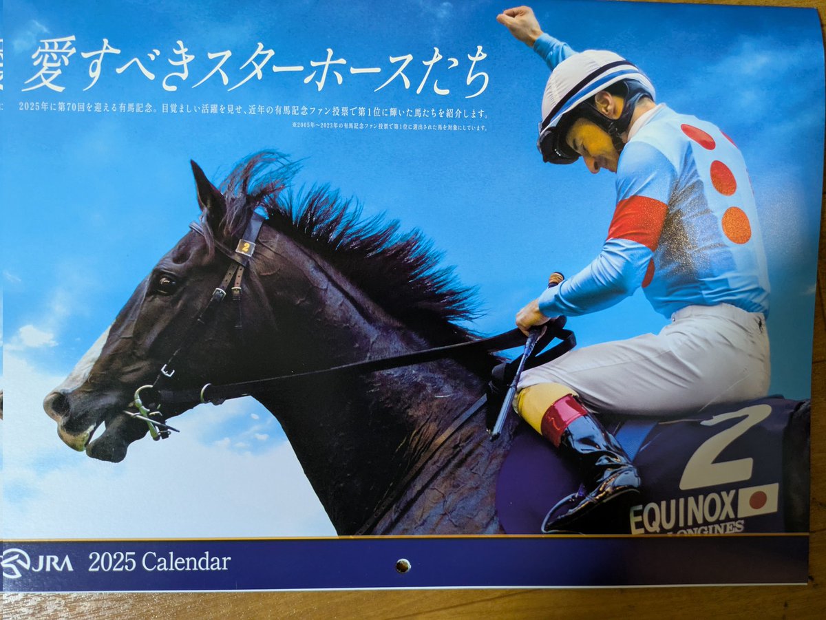 有馬記念ファン投票 JRAオリジナルカレンダー50万名に当選しました