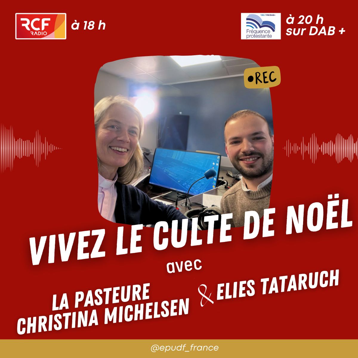 La pasteure Christina Michelsen et Elies Tataruch nous invitent à vivre ce culte Noël à la radio le 25 décembre 🎄 ✨ 
buff.ly/4fsfE0Q