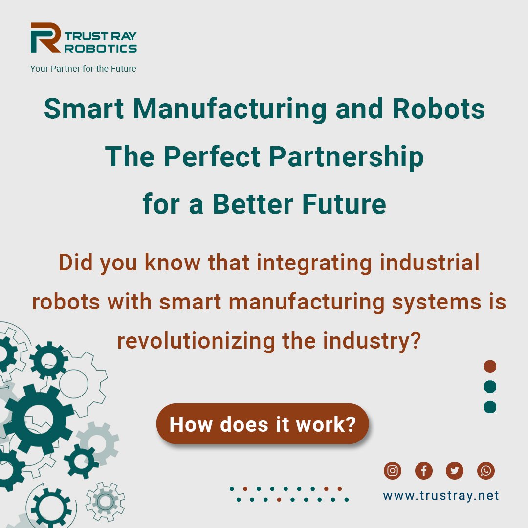 TrustRayRobotic's tweet image. Smart Manufacturing and Robots: The Perfect Partnership for a Better Future.

Did you know that integrating industrial robots with smart manufacturing systems is revolutionizing the industry? 
 How does it work?

instagram.com/p/DD9NIONoZSg/…