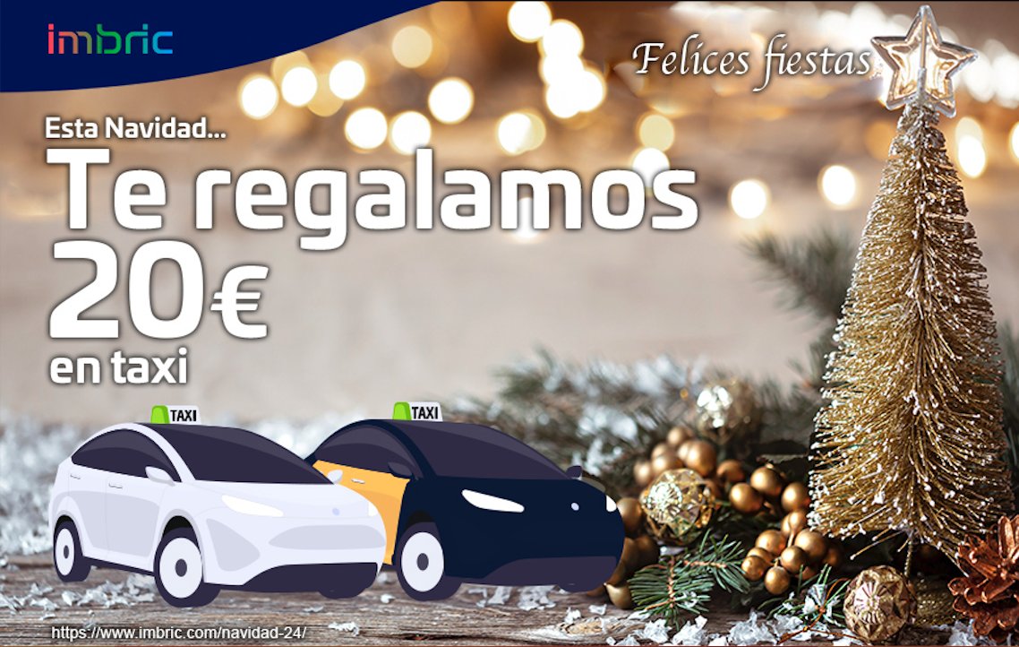 Sabemos que te vas a mover mucho esta #Navidad en busca de #regalos y planes navideños. Por eso, desde el 24/12 hasta el 07/01, viaja en #taxi con #imbric y disfruta de: 

¡20€ para tus próximos 4 viajes!

➡️ Introduce el código NAVIDAD24 en la sección promociones 🔉de la app