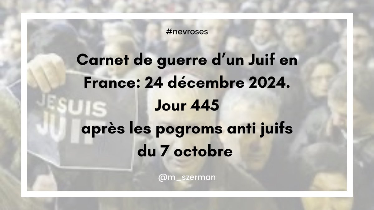 m_szerman's tweet photo. 1/6: Petit Thread:
 - Carnet de guerre d’un juif de 33 en France - 445 jours après le 7 octobre 🖋️ Réveil difficile en ce mardi 24 décembre 2024. Hier après midi , un ami « M », père de famille de 65 ans, algérien musulman, que je considère comme un Tonton, m’appelle et m’invite à passer dans son bar le soir dans l’est parisien. 🕎Cette année les fêtes de Hanouka tombe le 25 décembre: (Fête des lumières pour se rappeler de la reprise du Temple de Jérusalem IIème siècle avant l’ère commune, par les Juifs - Maccabées face à la grande armée grecquo-syrienne). Cet ami algérien de longue date, un tonton d’adoption, qui se considère juif, ne l’est pas officiellement selon la stricte loi juive, a été marié à une femme juive de nombreuses années et ses enfants le sont donc aussi et me demande si j’ai une Hanoukia (chandelier) à lui donner pour qu’il puisse se rappeler de cette fête et que cela le toucherait particulièrement si je lui en trouvais une. Nouvelle mission dans ma journée: Je déjeune le midi en face d’un local Loubavitch entre 2 clients et parviens à convaincre d’en acheter une à un responsable associatif #Habad que je croise « par hasard »,accepte mais me précise qu’elle était destiné à un enfant méritant. Hanoukia (Chandelier) en mains, je viens déposer « au grand enfant méritant » sa Hanoukia à « M » le soir même . À la minute où j’arrive dans son bar, mon ami « M » est occupé en plein service et me laisse avec son ami « S » attablé avec lui. 🥁