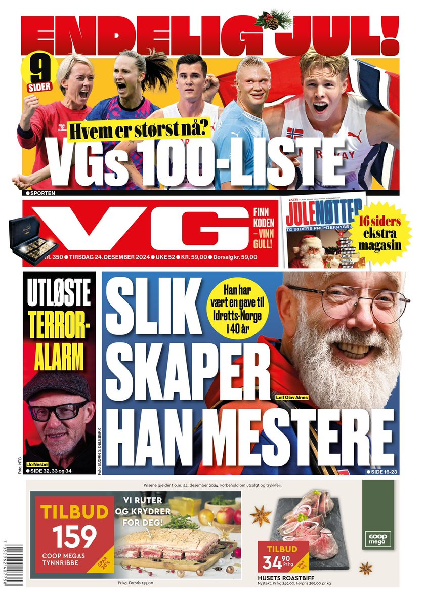 Den siste saken - og den lengste og mest omfattende: Åtte sider om Leif Olav Alnes og hans trenergjerning - oppslag i dagens VG. Kommer nok på nett senere i dag. Takk for meg.