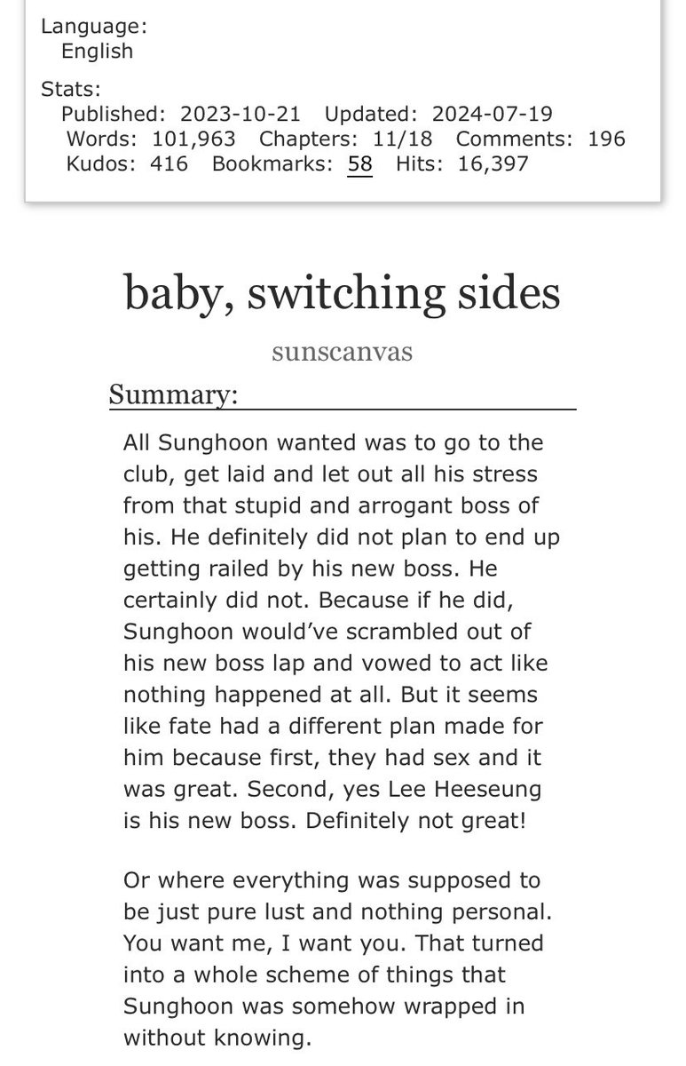 sunscanvas's tweet image. bss my most popular and dymk my fave 🫶🏼♥️

both are my fave tho 🥹 bss was my first heehoon fic while dymk was written during extremely tough times so it means so much!