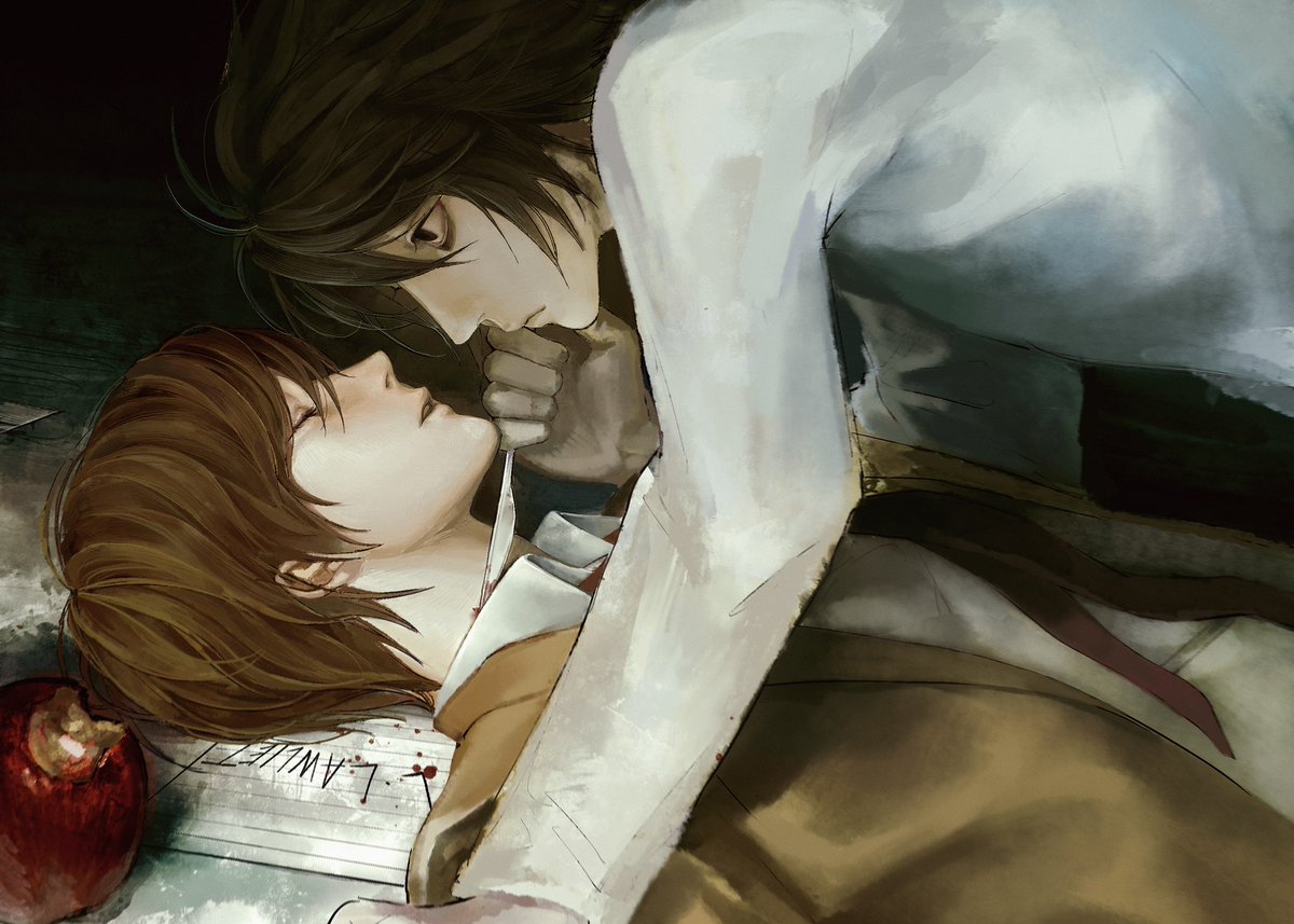 RIzz2235's tweet photo. "coward"

 #DEATHNOTE     #夜神月  #llawliet 
グリザイユと厚塗り https://t.co/vM62PAVSS4
