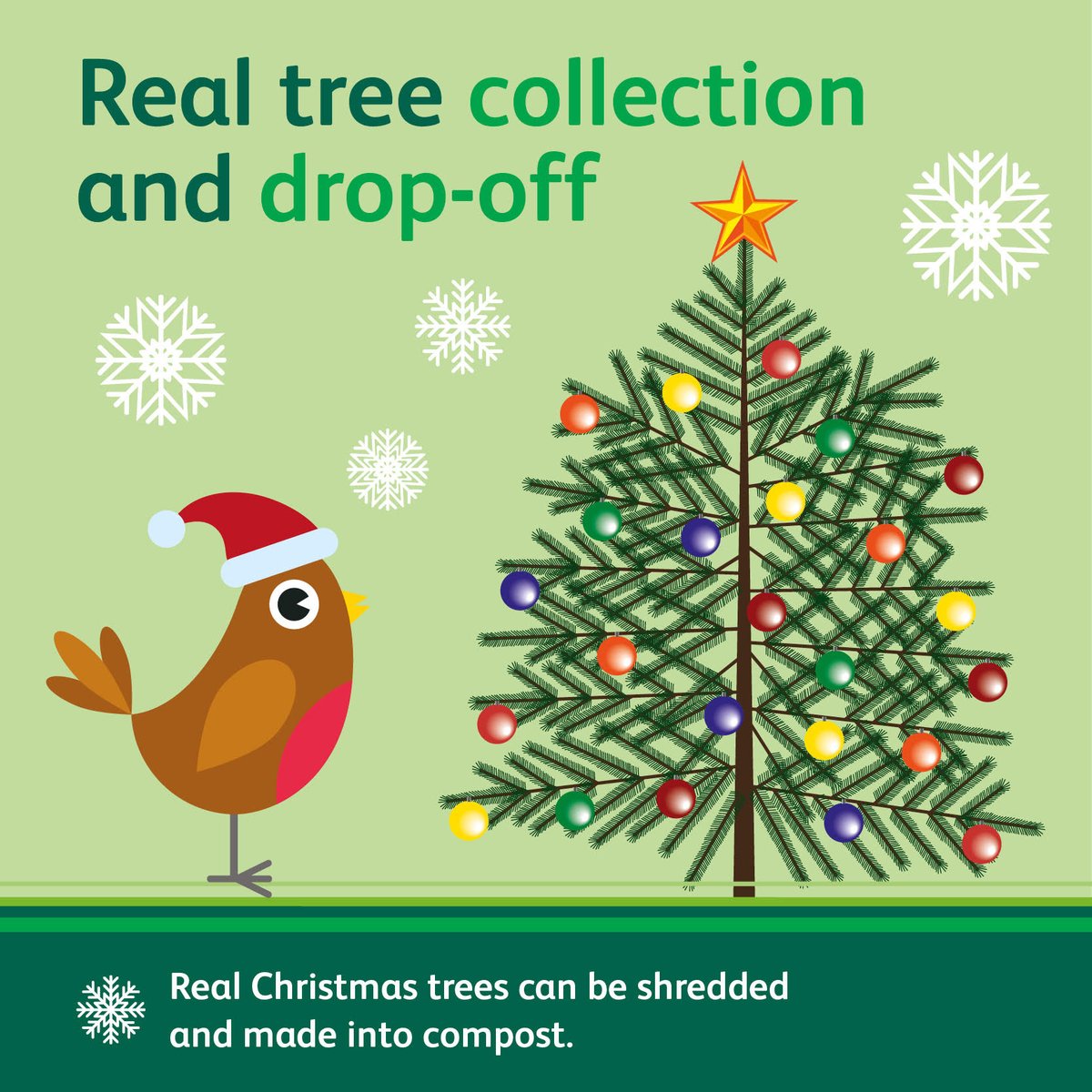 Remember your Christmas tree can be shredded and turned into compost ♻️

Recycle your Christmas tree by:
🎄Dropping it off at a collection point
🎄Have it collected from your house through the bulky waste service, or garden waste collection

orlo.uk/VLNTC