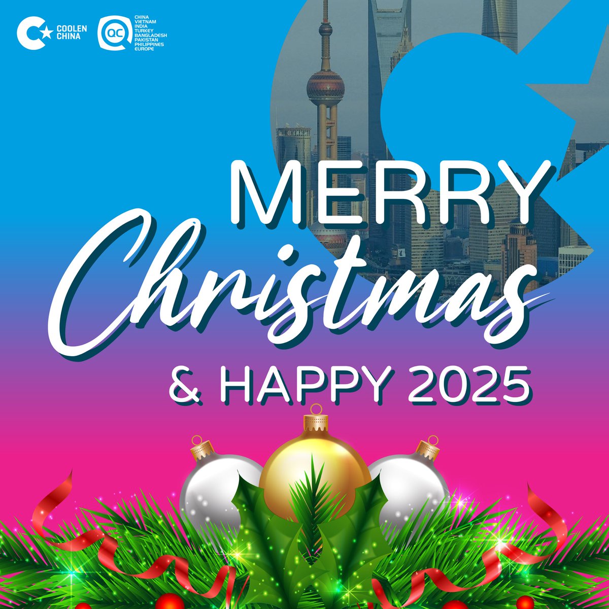 Feestelijke groeten van Coolen China! 🌟 We wensen je fijne feestdagen en een succesvol 2025. Op naar mooie samenwerkingen! #FijneFeestdagen #CoolenChina
