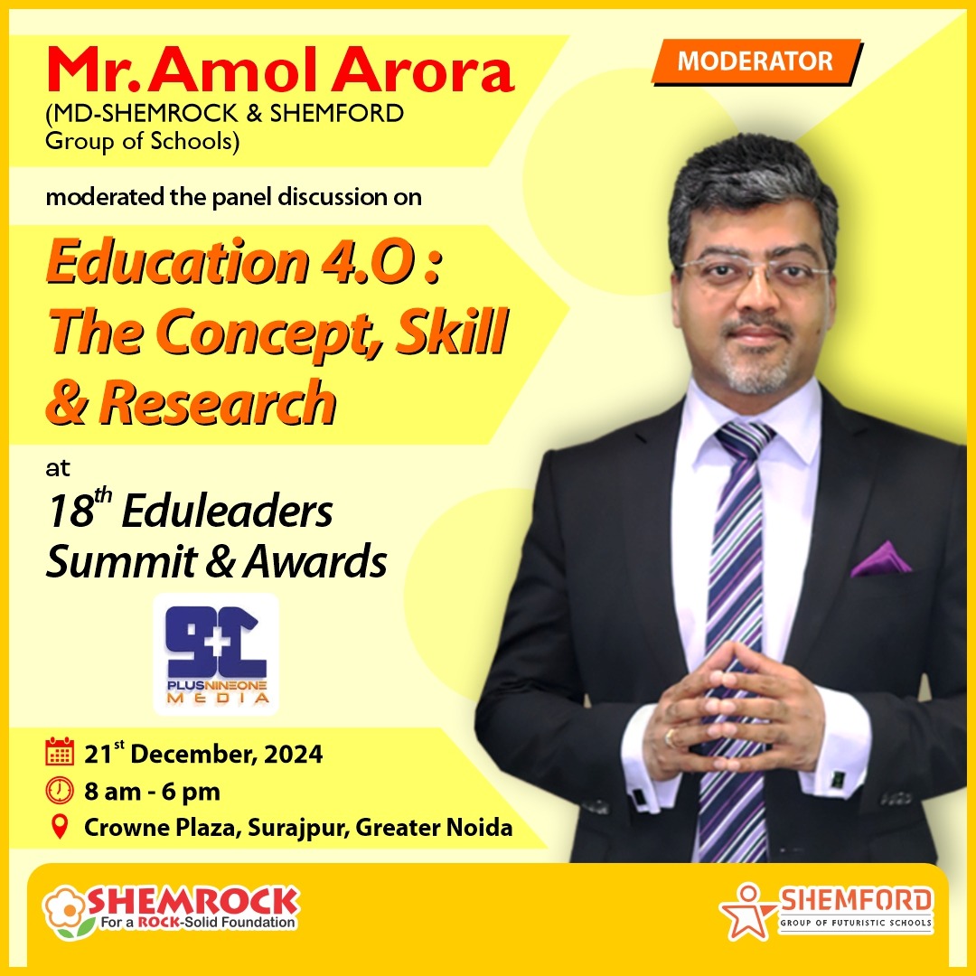 shemfordschools's tweet photo. We are proud to share that Mr. Amol Arora, Managing Director of SHEMROCK &amp; SHEMFORD Group of Schools, moderated a thought-provoking panel discussion on Education 4.0 – The Concept, Skill &amp; Research at the prestigious 18th Eduleaders Summit &amp; Awards.

#Education #EduleadersSummit https://t.co/lrtI37plKZ