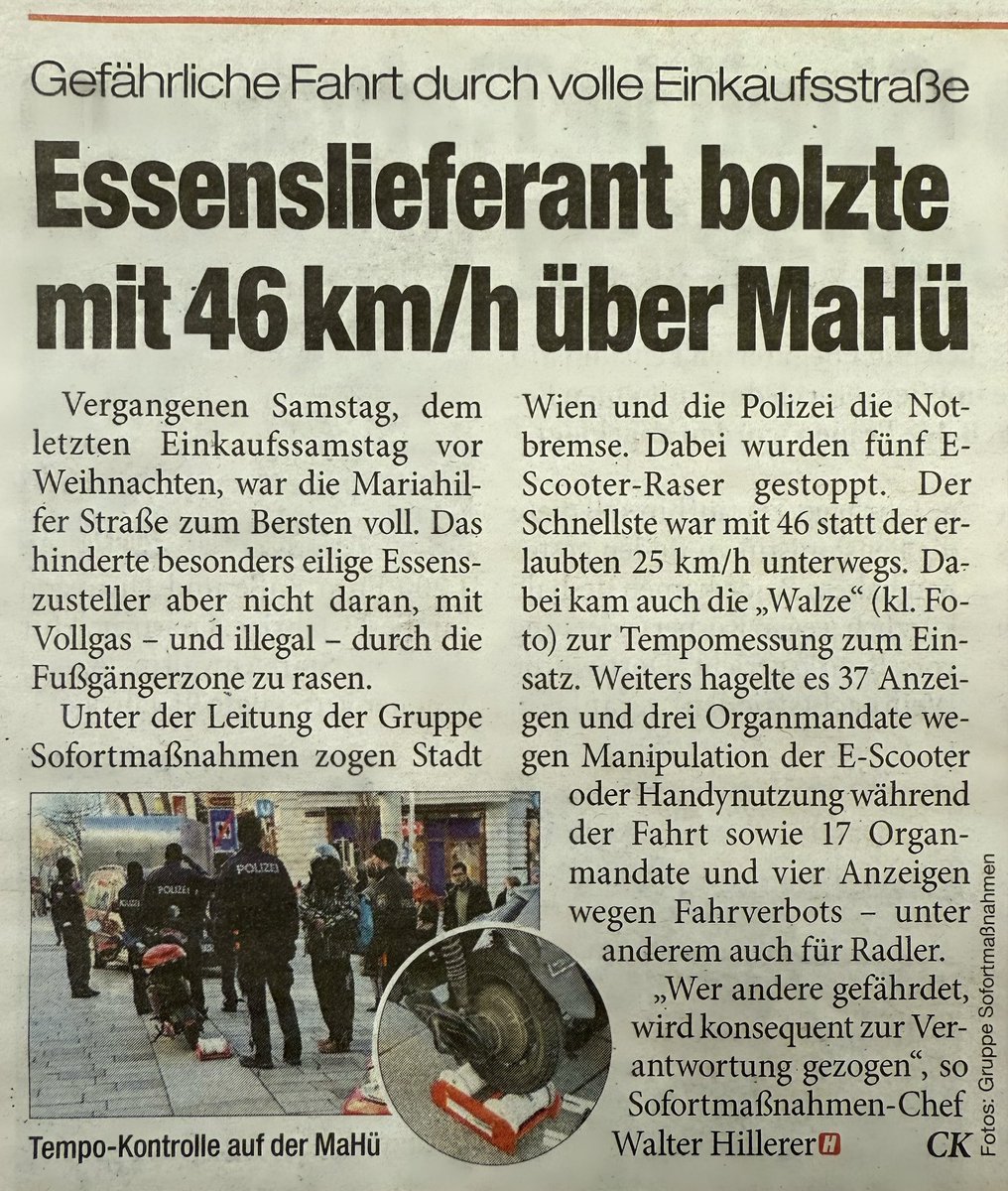 Garo Chadoian (@garochadoian) on Twitter photo E-Scooter-Raser auf der Mariahilfer Straße mit bis zu 46 km/h erwischt. Die #GruppeSofortmaßnahmen der <a href="/Stadt_Wien/">Stadt Wien</a> zeigt null Toleranz, besonders bei vollen Einkaufsstraßen in der Weihnachtszeit! In diesem Sinne: Sichere und besinnliche Festtage🎄🎁 E-Scooter-Raser auf der Mariahilfer Straße mit bis zu 46 km/h erwischt. Die #GruppeSofortmaßnahmen der <a href="/Stadt_Wien/">Stadt Wien</a> zeigt null Toleranz, besonders bei vollen Einkaufsstraßen in der Weihnachtszeit! In diesem Sinne: Sichere und besinnliche Festtage🎄🎁