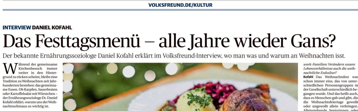 Das #Festtagsmenü - Interview in der heutigen Ausgabe des Trierischen Volksfreunds. #TrierLiebe