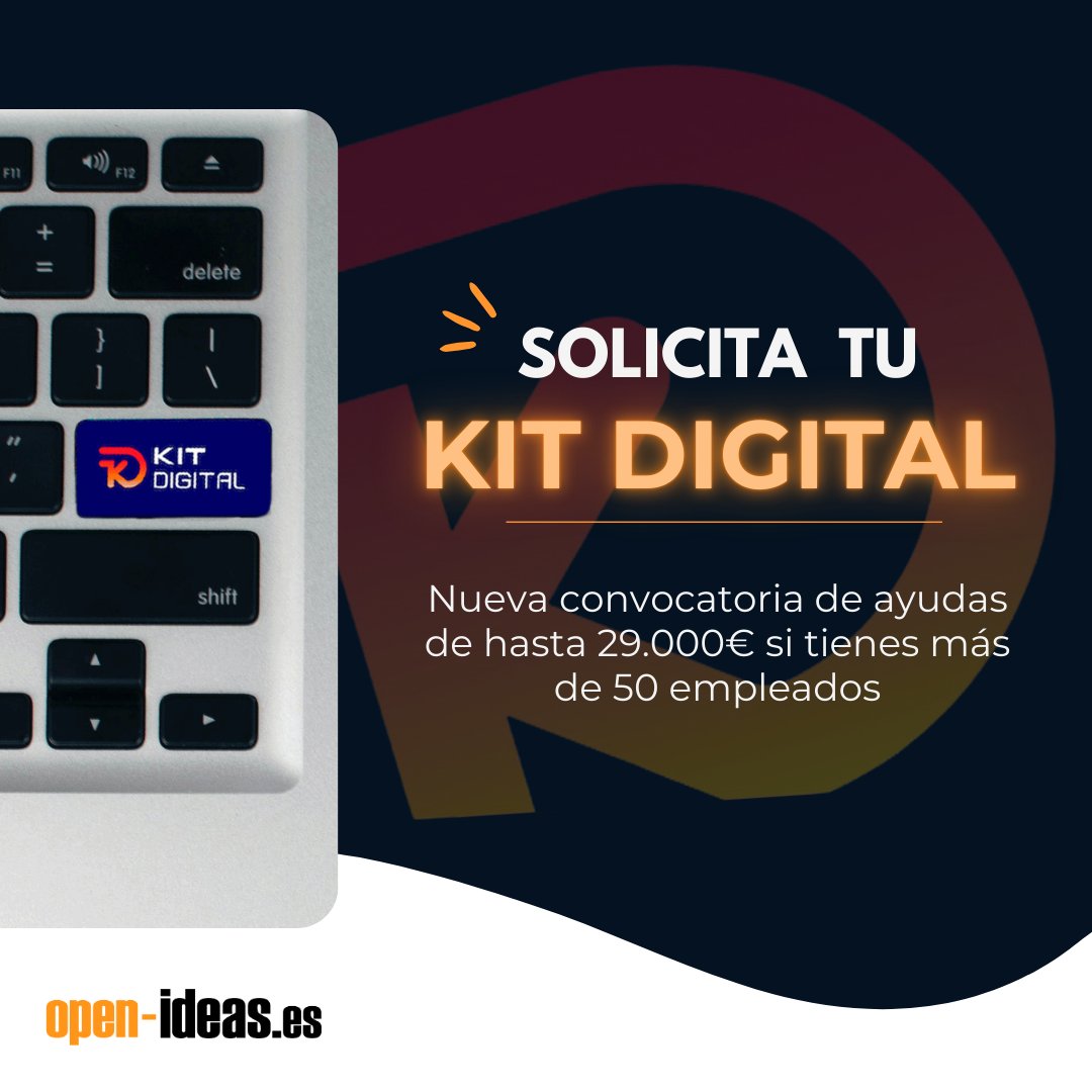 ¡Te ayudamos a digitalizar tu empresa! 📲

Kit Digital ha lanzado una nueva convocatoria de ayudas para empresas que tienen más de 50 empleados con ayudas de hasta 29.000€ 🙌

👉Consúltanos y te ayudaremos con la tramitación de tu solicitud y pondremos en marcha la
