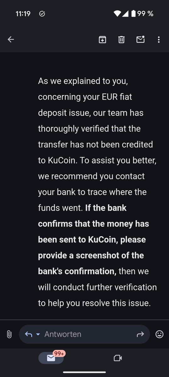cdink911's tweet photo. @KuCoinMod This is a joke. I've sent it 3 times already. How is your support not grasping that I've already sent the confirmation??? They're just ignoring it!!! https://t.co/lp3CbWp8KC