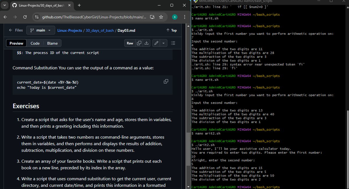 Ade_leyee's tweet image. Day 77 - 79
#100DaysOfBashScripting
@jay_hunts @segoslavia 
- Read news articles every day over the three days.

- Got confused about some concepts I had learned in Bash scripting, so I revisited Days 1 to 3 for clarity.