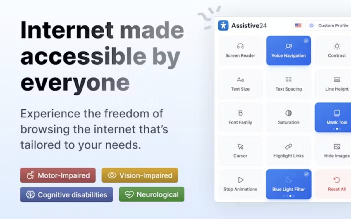 DevDzoni's tweet image. Assistive24 is a free Chrome extension enhancing web access for ADHD, dyslexia, and low vision. Enjoy voice navigation, custom fonts, contrast adjustments, and more. Experience inclusive browsing today.
We are live on PH today!
producthunt.com/posts/assistiv…