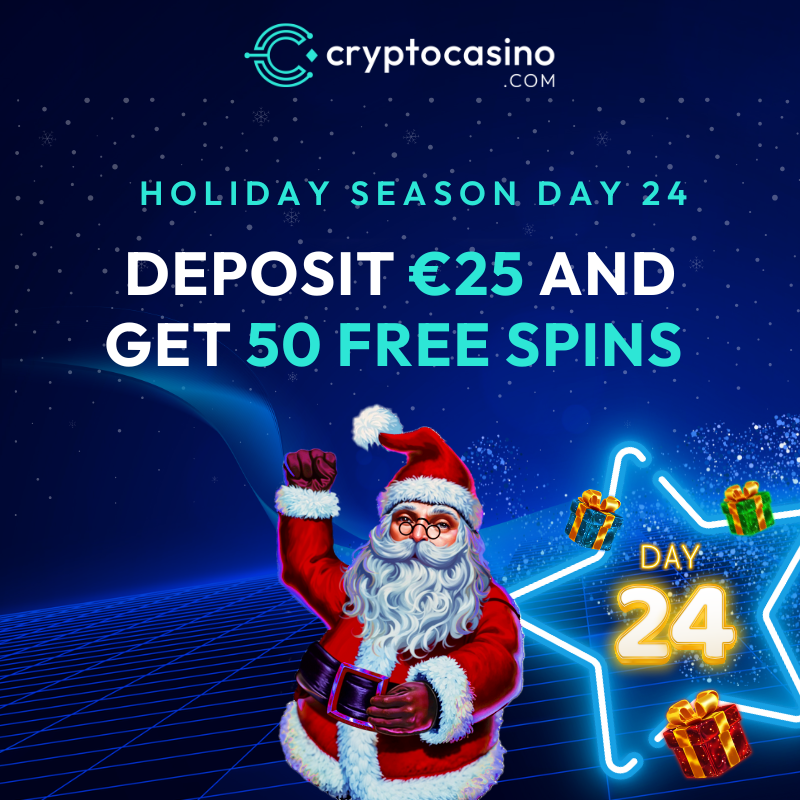 CryptoCasino's tweet image. 🎅Holiday Season Day 24 at CryptoCasino.com 

💸Deposit $25 or more of any crypto today &amp;amp; receive 50 Free Spins.    

🎁The gifts just keep on coming at The Home of Crypto Betting!

#BONUS #FreeSpins #Christmas