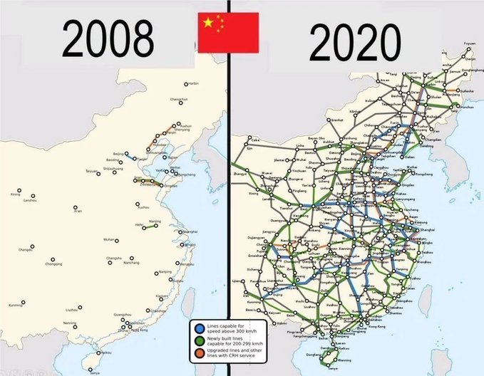 Rainmaker1973's tweet photo. The evolution of high speed railway lines in China. https://t.co/g9ZXdL0wWA